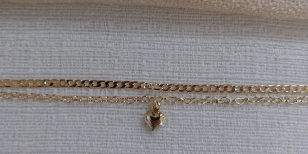 Pulseira Dupla Pingente Coração.