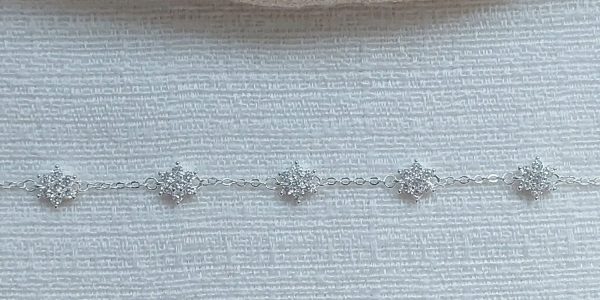 Pulseira Flocos De Neve Cravejado Prata
