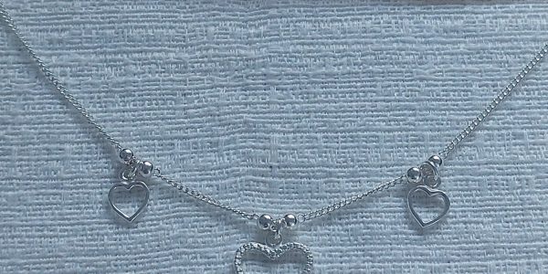 Pulseira Três Corações Vazados Cravejados Prata