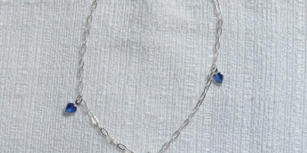 Pulseira Nossa Senhora Aparecida Pingente Coração Azul Prata