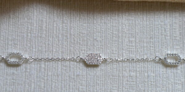 Pulseira Hexágono Cravejado Prata