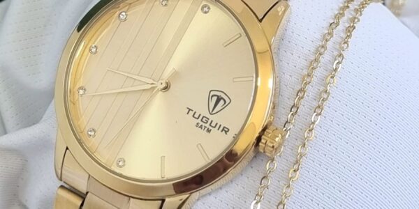 Relógio Feminino Tuguir Em Aço Inox Banhado